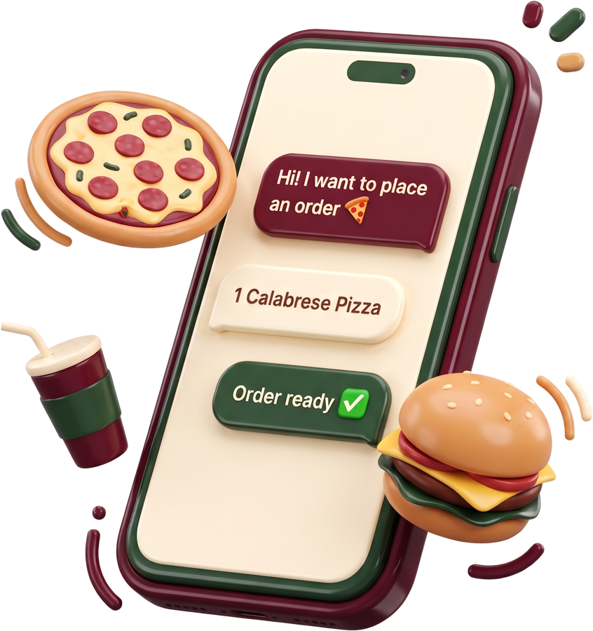 Pedido por celular con pizza, hamburguesa y bebida